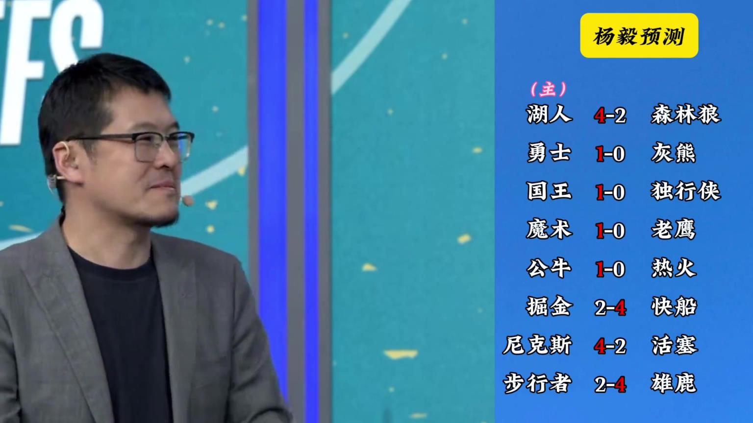 明燈來(lái)了！看看楊毅的季后賽預(yù)測(cè)：湖人4-2狼 快船4-2掘金